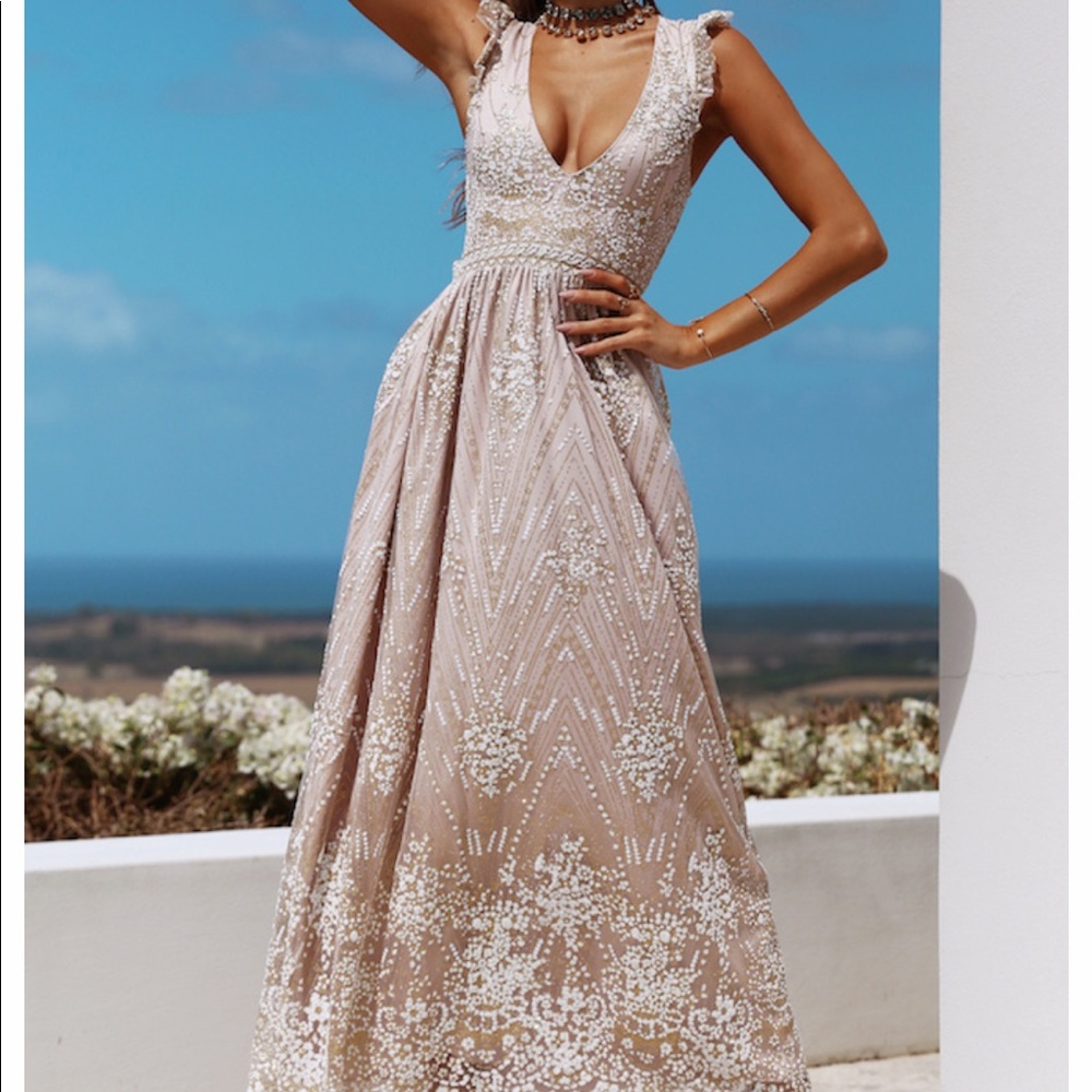 hello molly gold prom dress